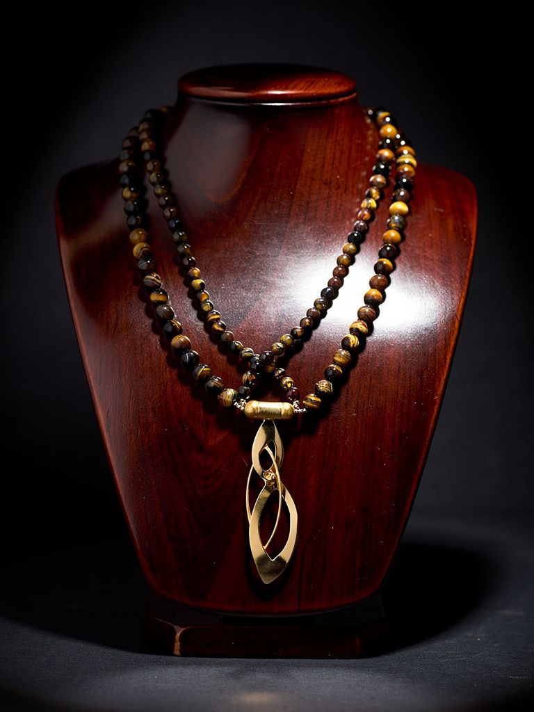 Collar Doble de Piedras Naturales en Tonos Café