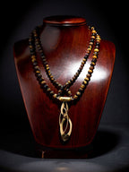 Collar Doble de Piedras Naturales en Tonos Café