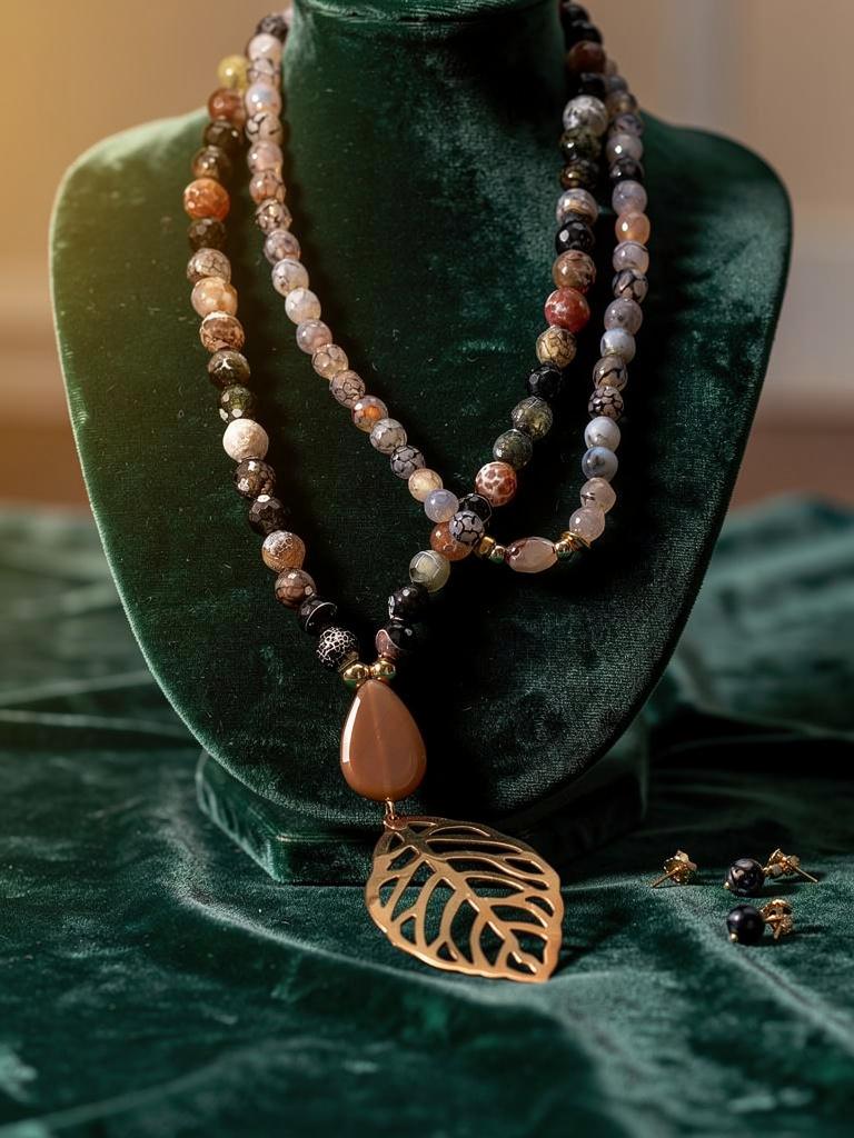 Collar Hoja Dorada de Piedras Tierra