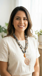 Collar Hoja Dorada de Piedras Tierra