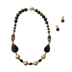 Collar Piedras Tierra con Detalles Dorados