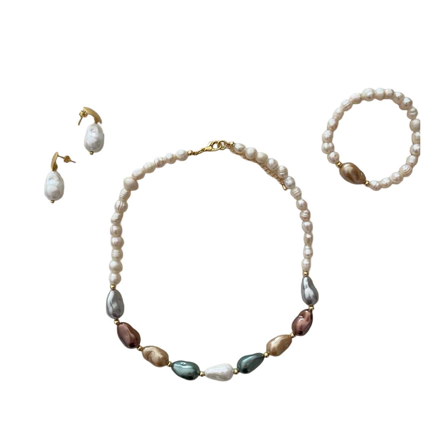 Collar Perlas Mini & Dije Oro