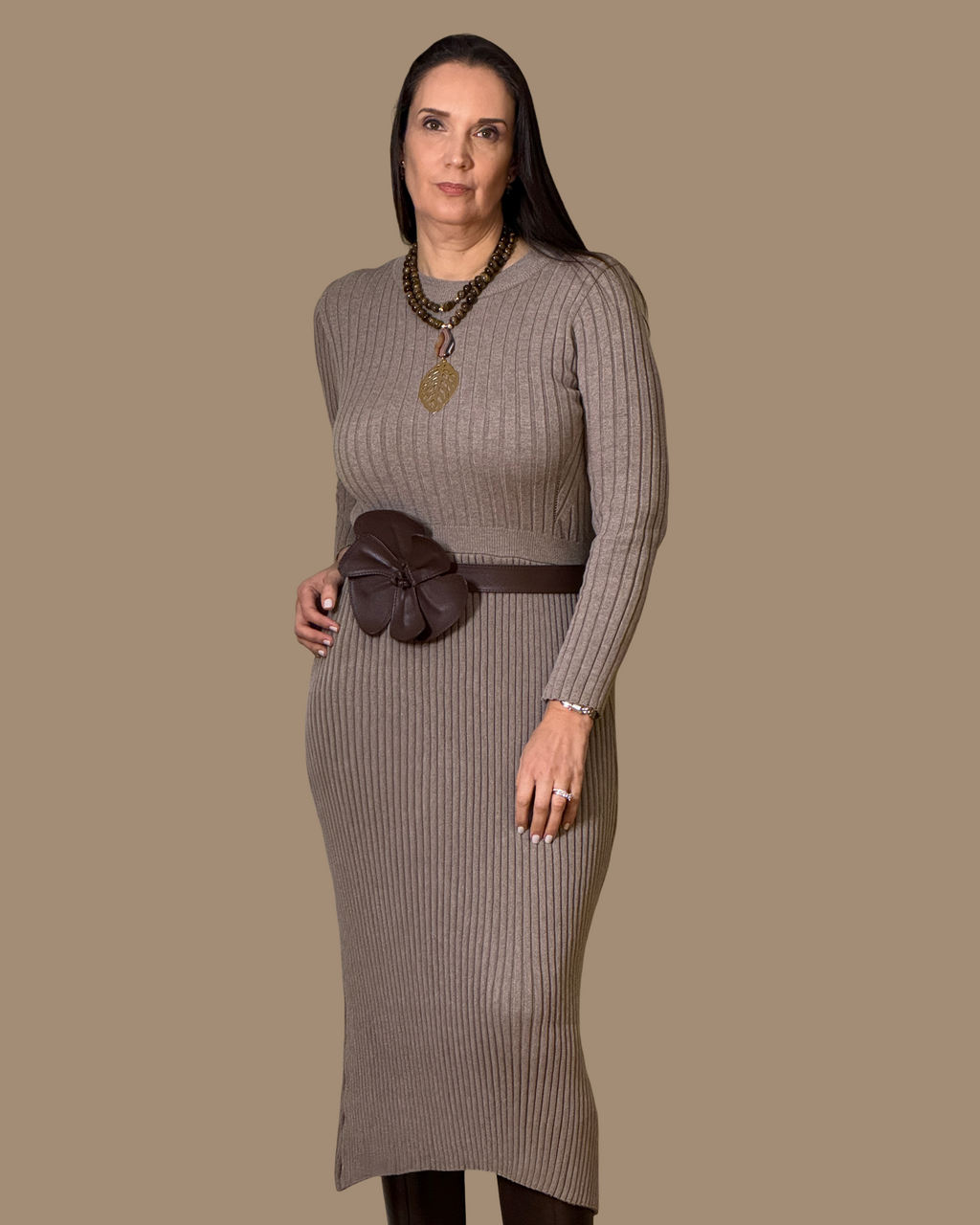 Vestido Midi Manga Larga